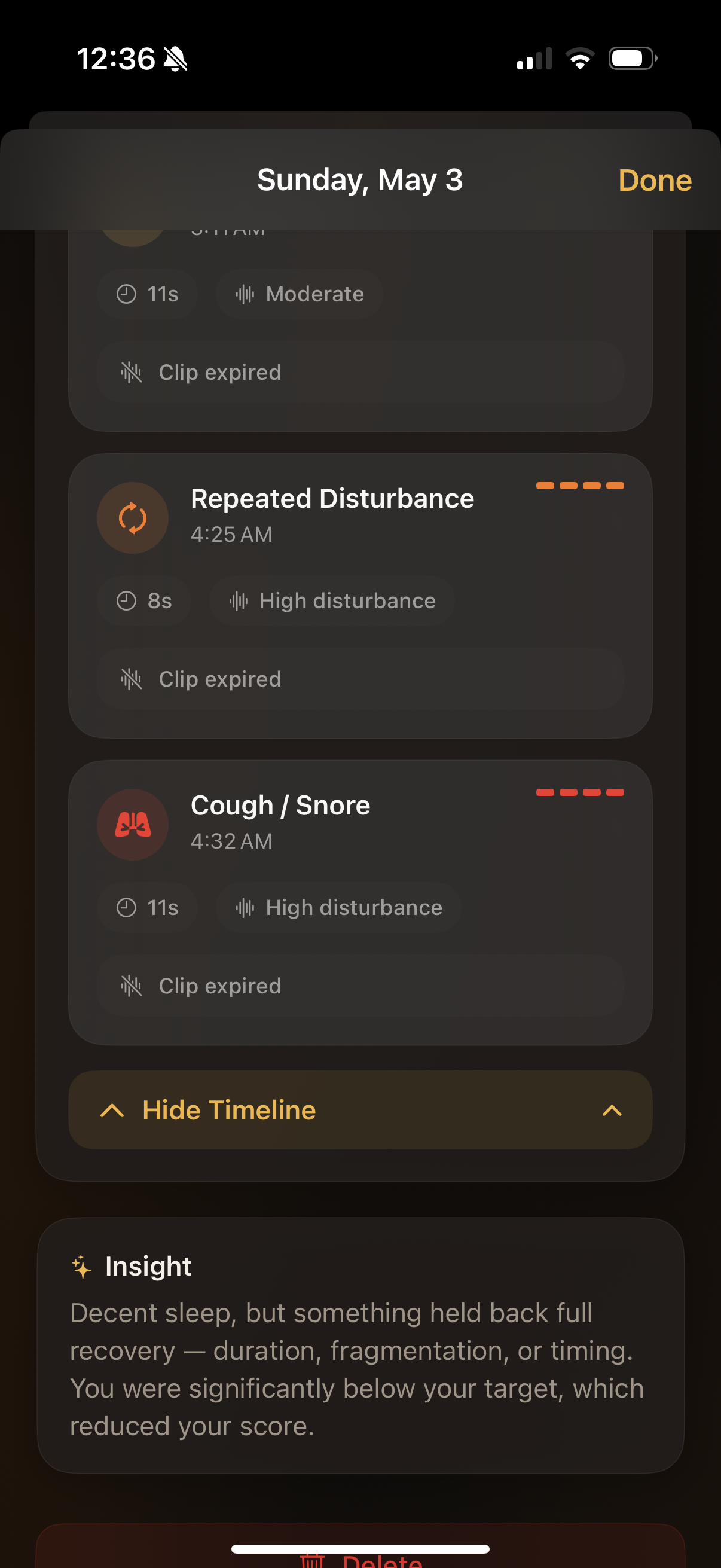 BedHalo app insights preview screen